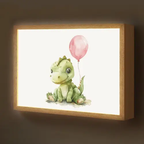 Draak - Baby dier - Roze ballon Light Box met batterij (Wandlamp kind) middel -z3d_website
