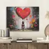 Meisje - Hart - Graffiti - Kunst - Kleuren - Rood PET vilt klein -sfeer1