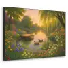 Eenden - Vijver - Bloemen Textielframe zwart klein -3d
