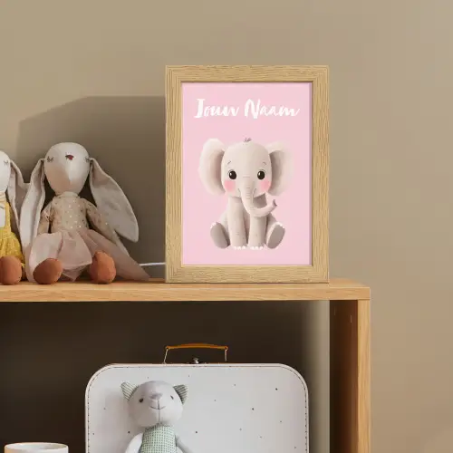 Olifant - Baby - Roze - Cartoon Light Box met kabel (Kinderlampje) klein -sfeer2_kind