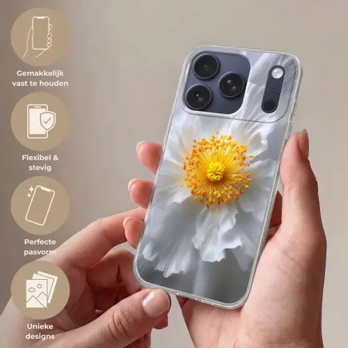 Wit - Bloem - Elegant Telefoonhoesje iPhone 17 Pro klein -sfeer3_NL