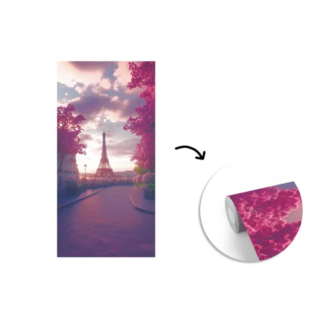 Eiffeltoren - Parijs - Roze fotobehang vinyl groot -3d