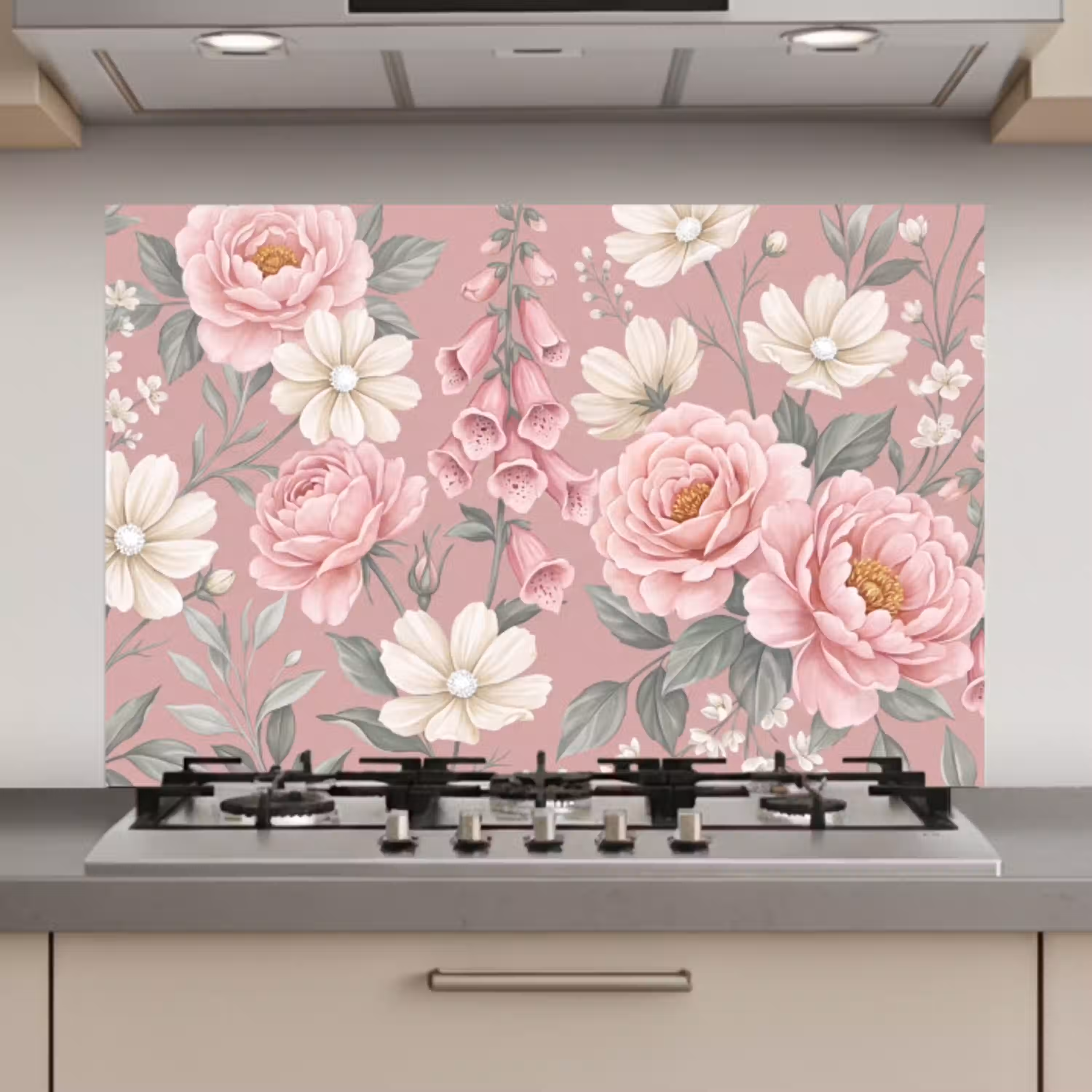 Pioenrozen - Vingerhoedskruid - Pink keuken achterwand spatscherm klein -3d_website