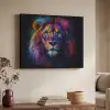 Leeuwenkop - Felgekleurd - Abstract Textielframe - compleet frame klein -sfeer3