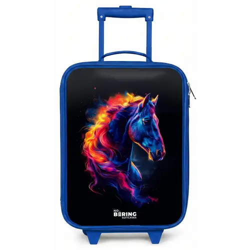 Zijaanzicht van een paard met vurige manen Kinderkoffer - Blauw klein -zz3dotto