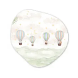 Aquarel - Luchtballonnen - Pastel Wandcirkel Organisch Aluminium middel -3d