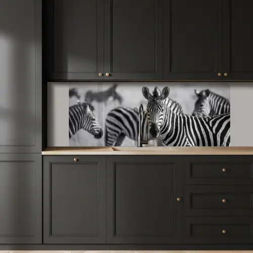 Zebra's - Zwart - Wit keuken achterwand 2 middel -sfeer1