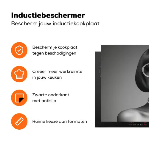 Vrouw - Zwart Wit - Ketting - Zonnebril Inductie beschermer vinyl 3mm klein -zzzzzzz-td-ups