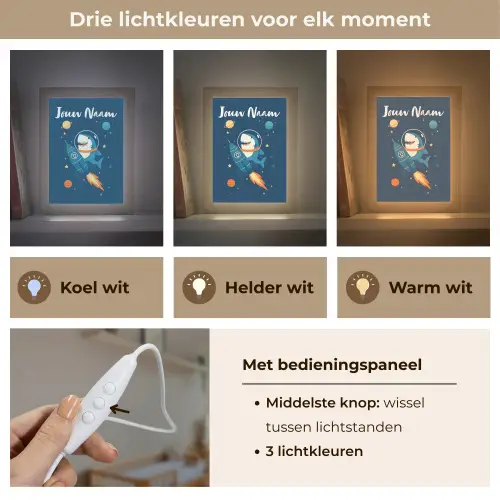 Raket - Haai - Ruimte Light Box met kabel (Kinderlampje) klein -USP_lichtkleurNL