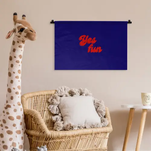 Blauw - Rood - Yes fun - 3D Wandkleed katoen klein -wsfeer5_kind