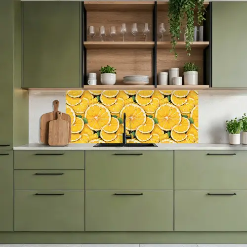 Grafisch - Citroenschijven - Blaadjes keuken achterwand 2 middel 871 -sfeer3