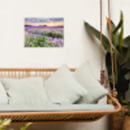 Lavendel - Bloemen - Zonsondergang - Paars - Weide tuinposter los doek klein -sfeer7