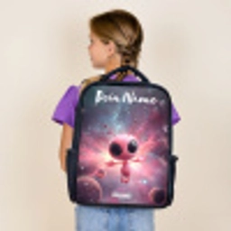 Roze Alien in Sterrennevel Rugzak - Zwart middel -sfeer5