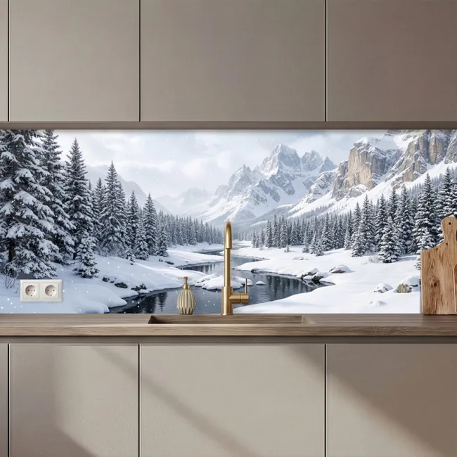Keuken achterwand - Sneeuwlandschap - Bergen - Rivier - Winter