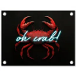 Krab - Rood - Neon - Quote tuinposter los doek klein -3d