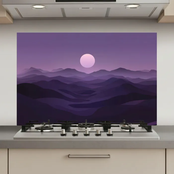 Heuvels - Paars - Mist - Zon keuken achterwand spatscherm klein -3d_website