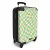 Squares - Groen/Gele golven NBS - Handbagage koffer - Kinderen Unisex middel -productfoto_3d