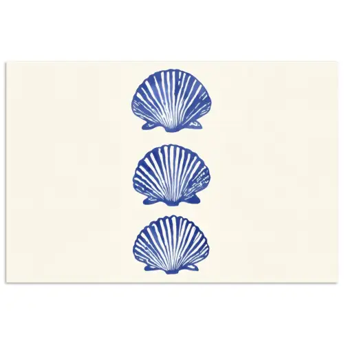 Schelpen - Blauw - Patroon poster papier klein -3d