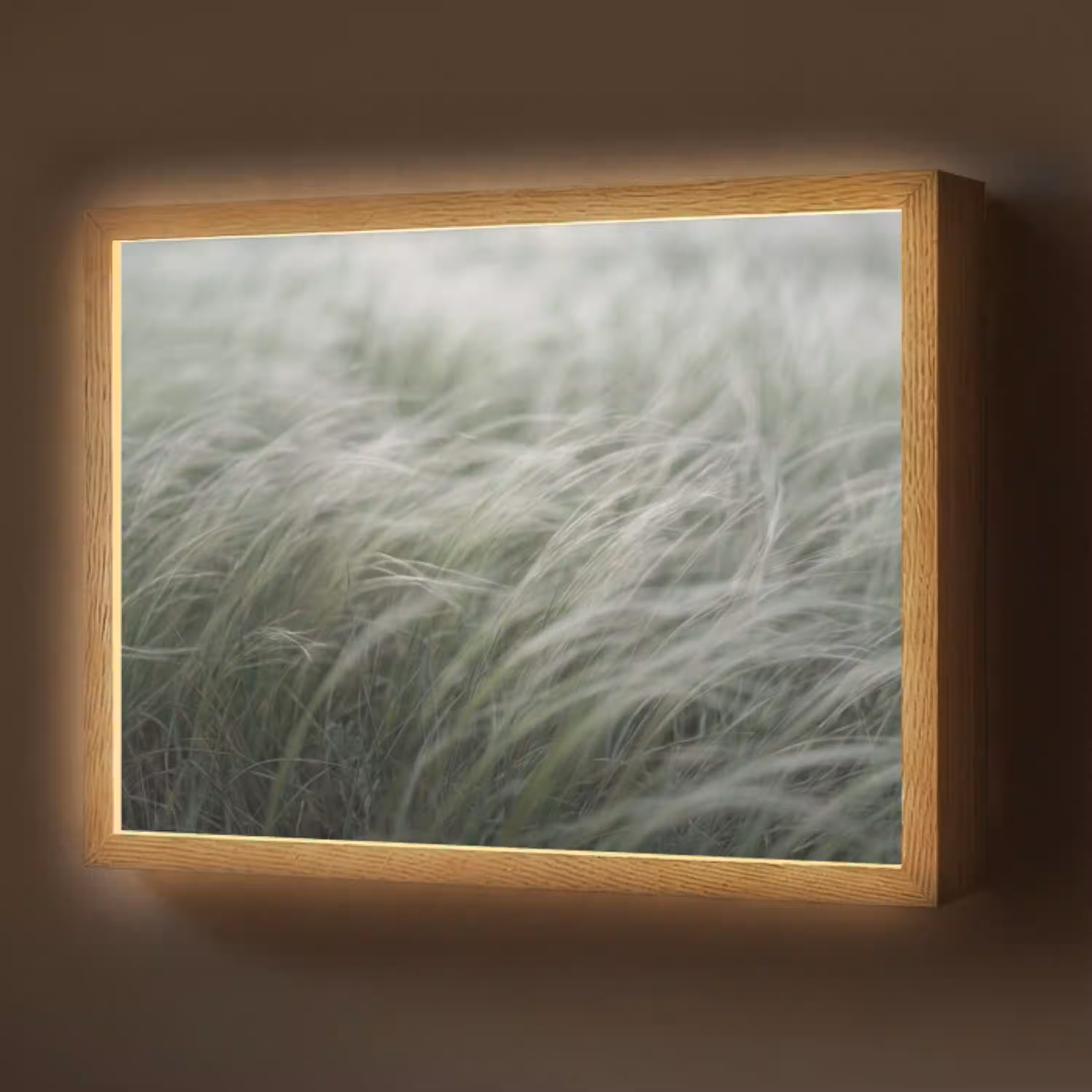 Gras - Wazig - Natuur - Groen - Zacht Light Box met batterij (Wandlamp) middel -z3d_website