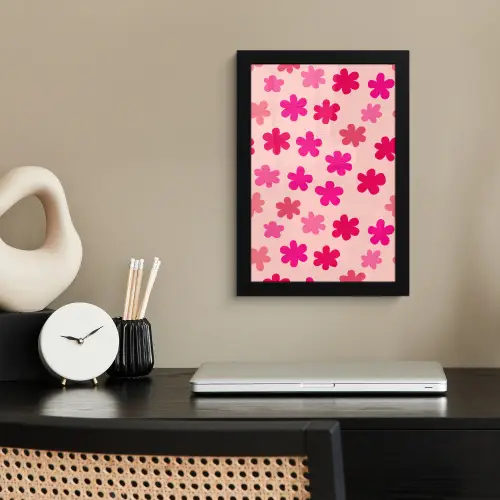 Bloemen - Patroon - Roze fotolijst zwart zonder passe partout klein -sfeer1