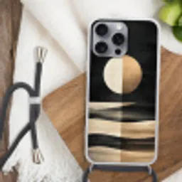 Maan - Cirkel - Goud Hoesje iPhone 16 Pro Max met koord klein -sfeer4