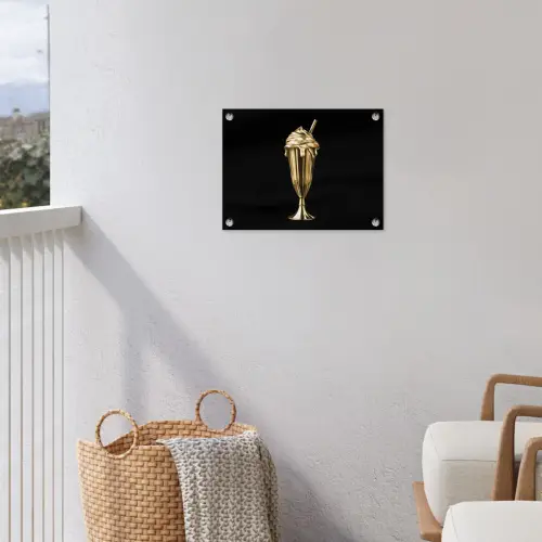 Milkshake - Goud - Drinken - Zwart tuinposter los doek klein -sfeer8