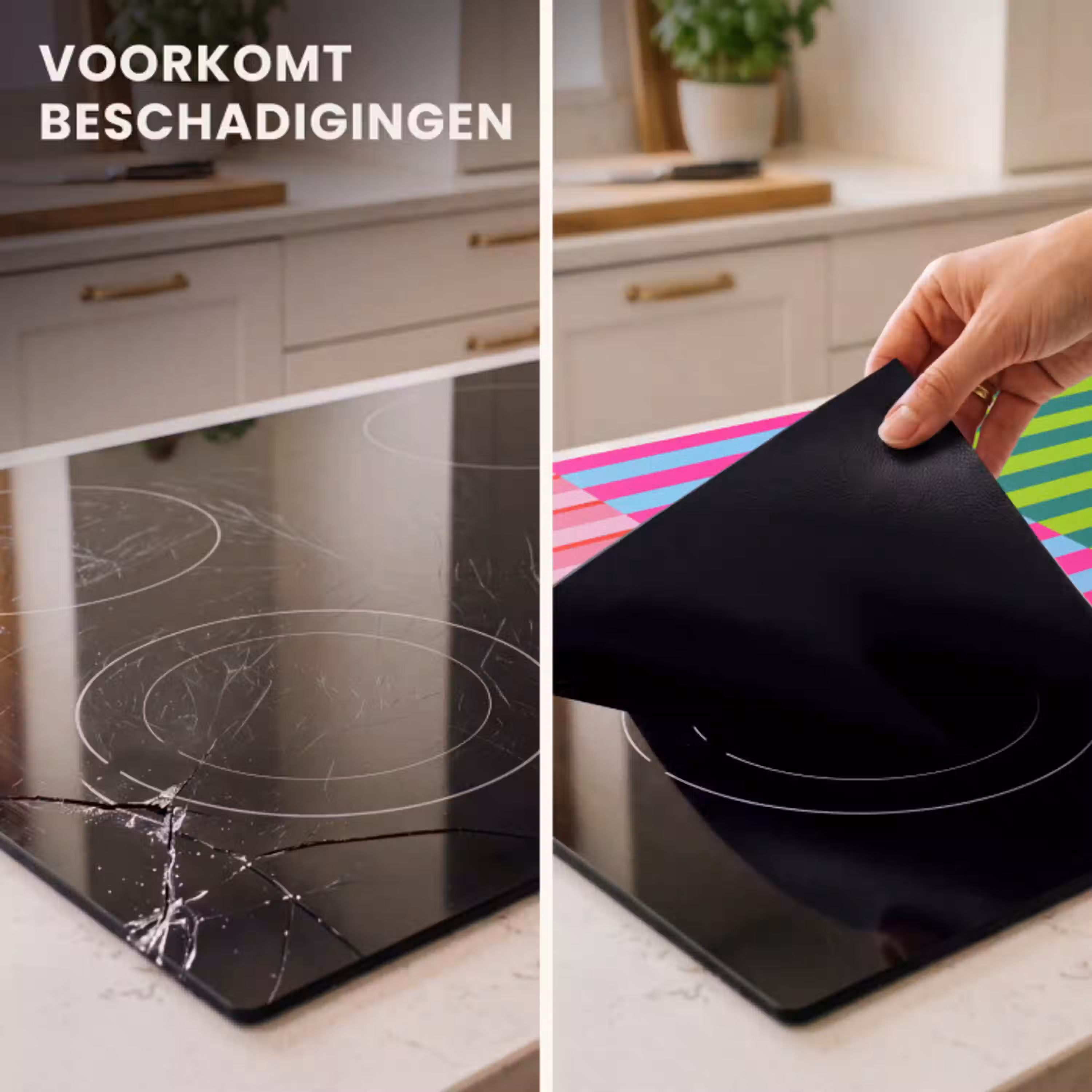 Patroon - Strepen - Modern - Abstract - Kleurrijk Inductie beschermer vinyl 3mm middel -sfeer1