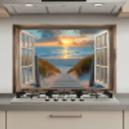 Doorkijk - Strand - Pad - Zonsondergang keuken achterwand spatscherm klein -3d_website