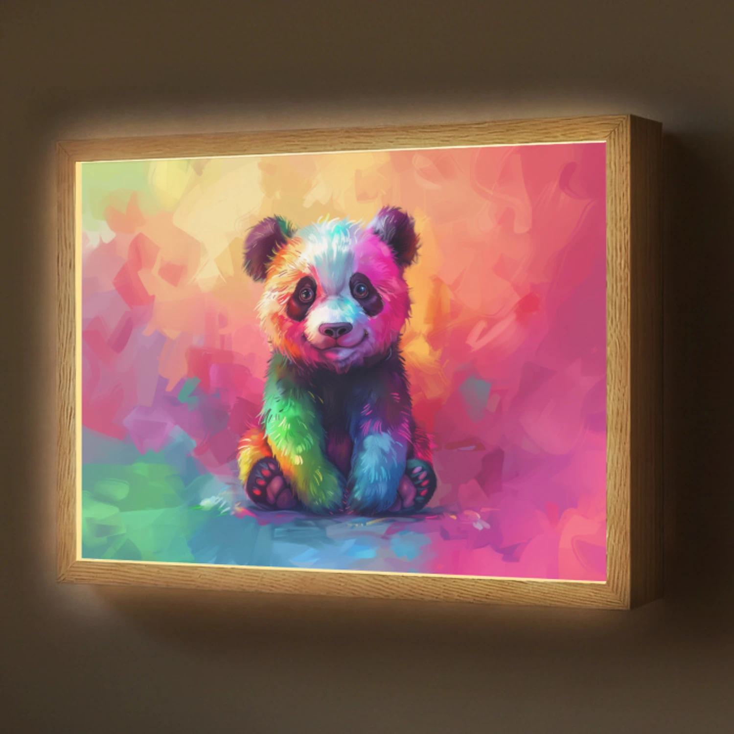 Panda - Dieren - Kleurrijk - Neon Light Box met batterij (Wandlamp) middel -z3d_website