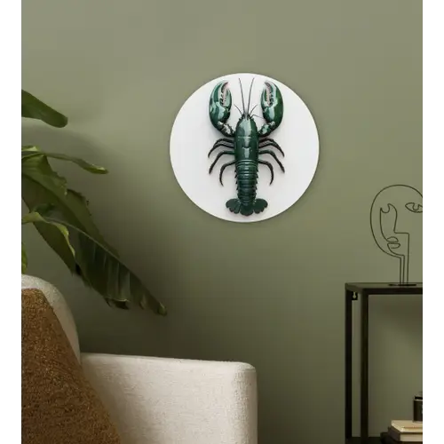 Kreeft - Glossier - Groen - Wit Wandcirkel plexiglas klein -sfeer3