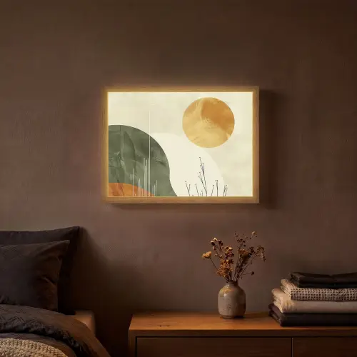 Abstract - Landschap - Zon - Kunst Light Box met batterij (Wandlamp) middel -sfeer4