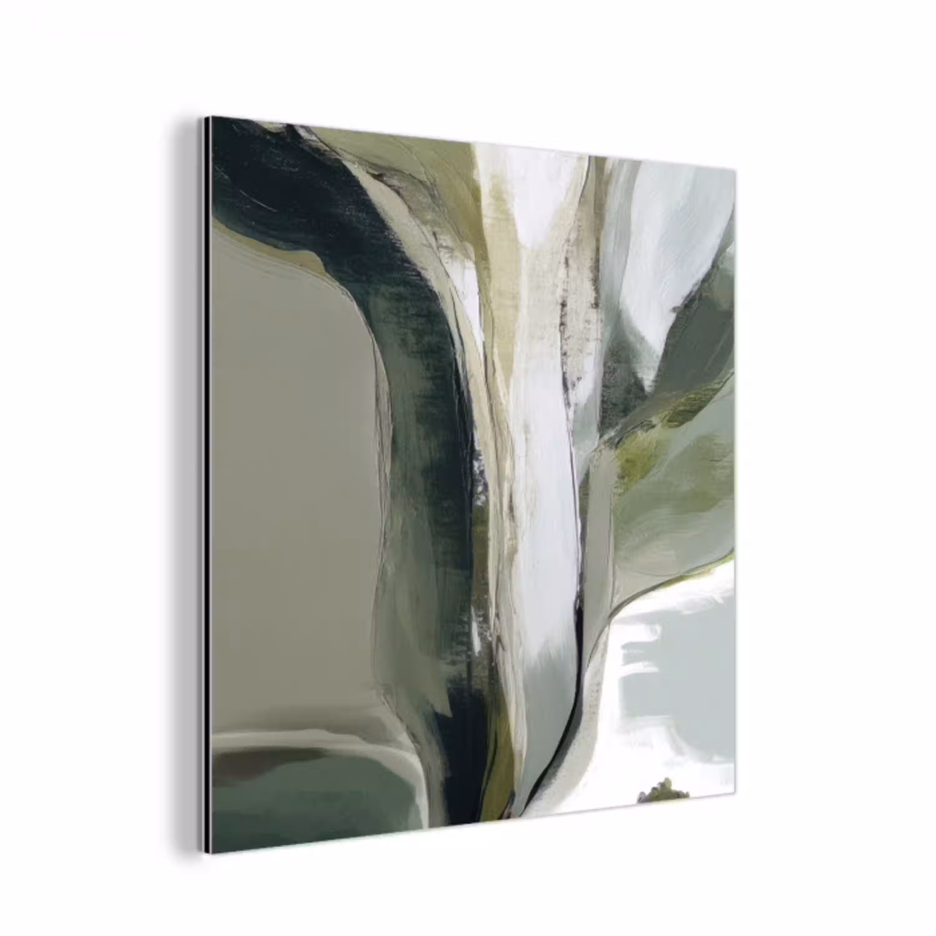 Natuur - Abstract - Groen - Penseelstreken aluminium wit klein -3d