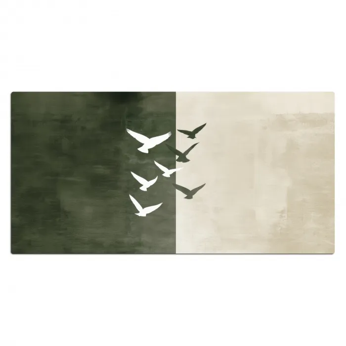 Japandi - Vogel - Groen Muismat XXL klein -3d_leeg