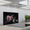Bloemen - Vintage - Pastel - Zwart - Boeket keuken achterwand spatscherm klein -3d_schuin