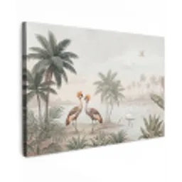 Kraanvogels - Palmbomen - Tropisch canvas 2cm klein -z3d
