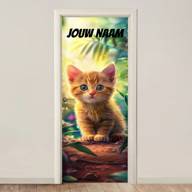 Deursticker met naam - Kitten - Natuur - Zonnig