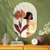 Vrouw - Minimalistisch - Bloem Wandcirkel Ovaal Glas middel -sfeer2
