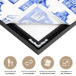 Patroon - Huizen - Blauw Textielframe zwart klein 947 -USP_closeupNL