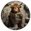 Schotse hooglander - Toilet - Krant - Badkamer Wandcirkel kunststof plaat 5mm dik klein -3d