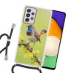 Vogel - Tak - Natuur - Kleurrijk Hoesje Samsung Galaxy A52 5G met koord klein -sfeer1