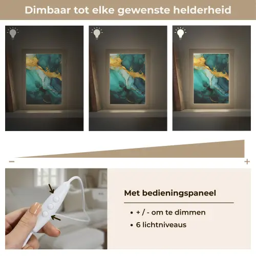 Marmer - Goud - Blauw groen - Abstract - Turquoise Light Box met kabel (Tafellamp) klein -USP_dimbaarNL