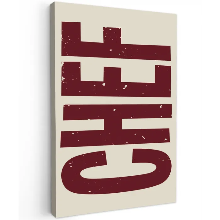 Chef - Rood - Japandi - Vintage canvas 2cm klein -z3d