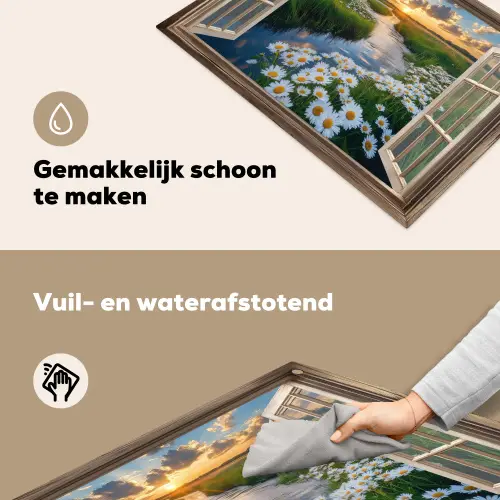 Doorkijk - Landschap - Raam - Water - Zonsondergang Inductie beschemer met haakjes klein -ky-schoon-nl