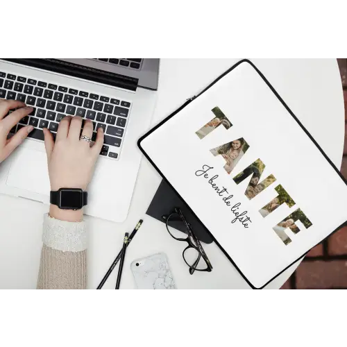 Tante - Lettercollage laptophoes neopreen klein -bureau