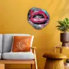 Lippen - Felroze - Graffiti - Verfstrepen Wandcirkel Organisch Forex 3mm klein -sfeer4