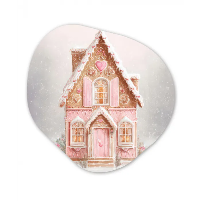 Huisje - Suiker - Pastel Wandcirkel Organisch Forex 3mm klein -3d