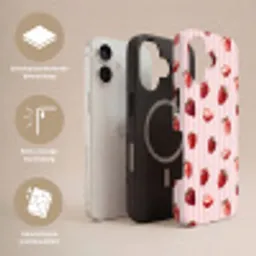 Strepen - Aardbei - Roze Toughcase MagSafe Apple iPhone 17 klein 1017 -USP_Lagen_NL