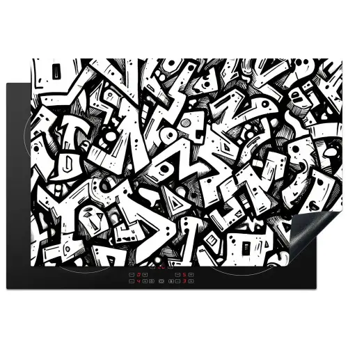 Vormen - Letters - Graffiti - Zwart Inductie beschermer vinyl 3mm klein -3d