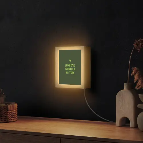 Donkergroen - Quote - Zon - Zomer Light Box met kabel (Wandlamp) klein -sfeer1