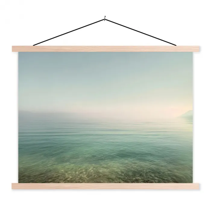 Zee - Horizon - Blauw - Mist textielposter latten blank klein -3d